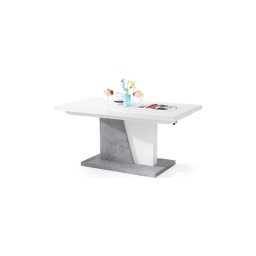 Mesa de centro/comedor extensible NINO com tampo elevatório branco/cinza cimento