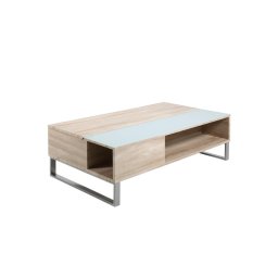 Mesa de centro com tampo elevável ENZO 110x60 cm branco/carvalho sonoma