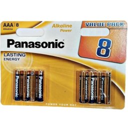Pilhas Alcalinas AAA LR03 Panasonic - Blister com 8 Unidades