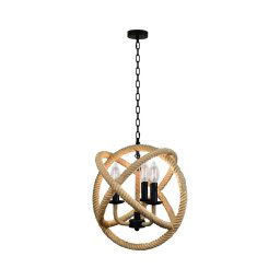 Candeeiro suspenso ROPE GLOBO 3xE14/10W/230V