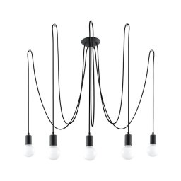 Sollux SL.0371 - Candeeiro suspenso EDISON 5 5xE27/60W/230V aranha preto