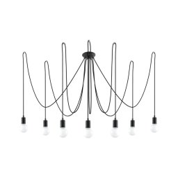 Sollux SL.0372 - Candeeiro suspenso EDISON 7 7xE27/60W/230V aranha preto