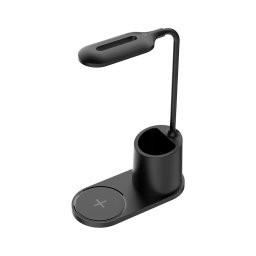 Candeeiro de mesa LED LED/3W/5V com carregamento sem fios preto