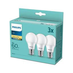 CONJUNTO de 3 lâmpadas LED Philips A60 E27/8W/230V 2700K