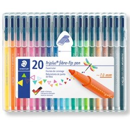 Marcador Feltro Staedtler Triplus 323 Estojo Box c / 20 cores