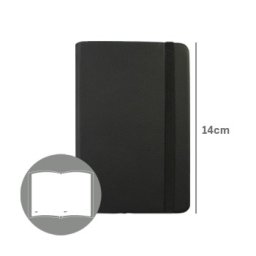 Bloco Notas Liso 14x9cm Semi Pele Preto 116 Folhas