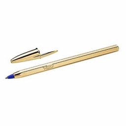 Esferografica Ball Point BICMedium dourada cor Azul - cx20