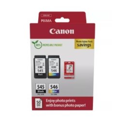 Pack Tinteiros Canon 545/ 546 Preto/ Cor+Papel GP501 (8287B008)