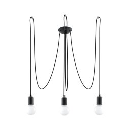 Sollux SL.0370 - Candeeiro suspenso EDISON 3 3xE27/60W/230V aranha preto