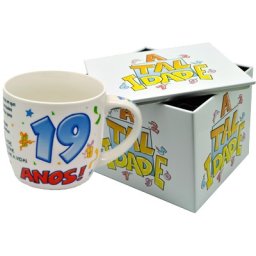 CANECA BRANCA COM CAIXA EM METAL IDADE ATI.19