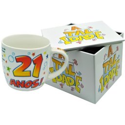 CANECA BRANCA COM CAIXA EM METAL IDADE ATI.21