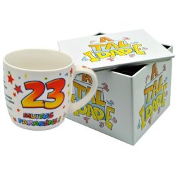CANECA BRANCA COM CAIXA EM METAL IDADE ATI.23