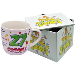 CANECA BRANCA COM CAIXA EM METAL IDADE ATI.27