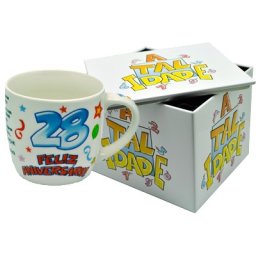 CANECA BRANCA COM CAIXA EM METAL IDADE ATI.28