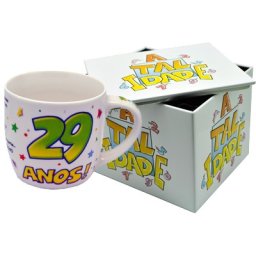 CANECA BRANCA COM CAIXA EM METAL IDADE ATI.29