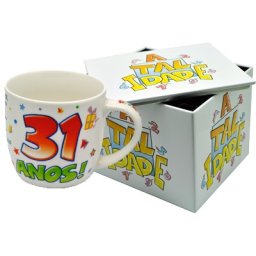 CANECA BRANCA COM CAIXA EM METAL IDADE ATI.31