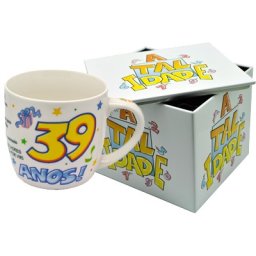 CANECA BRANCA COM CAIXA EM METAL IDADE ATI.39