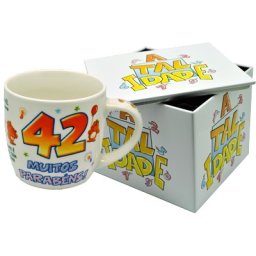 CANECA BRANCA COM CAIXA EM METAL IDADE ATI.42