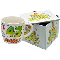 CANECA BRANCA COM CAIXA EM METAL IDADE ATI.43