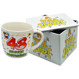 CANECA BRANCA COM CAIXA EM METAL IDADE ATI.48