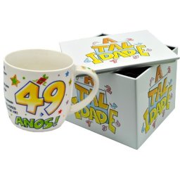 CANECA BRANCA COM CAIXA EM METAL IDADE ATI.49