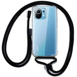 Capa Xiaomi Mi 11 Silicone Transparente com Cordão Preto