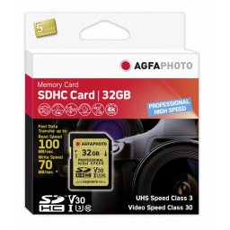 AGFA CARTAO SDHC 32GB PROFISSIONAL UHS3 (100MB/70MB)