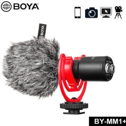MICROFONE JACK 3.5mm P/ VÍDEO BOYA BY-MM1+