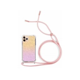 Capa Iphone 11 Pro 5.8" Silicone Brilhante com Cordao Rosa