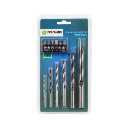 Fieldmann - Conjunto de brocas para madeira + bits 12 pcs cromo