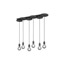 Trio - Candelabro suspenso DISCUS 6xE27/28W/230V preto