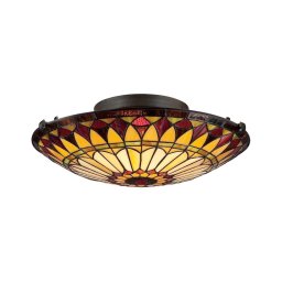 Elstead QZ-WEST-END-F - Candeeiro de tecto Tiffany WEST 2xE27/75W/230V