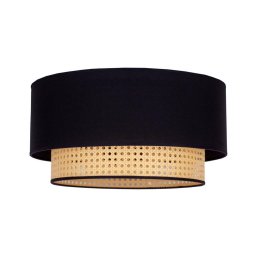 Duolla - Iluminação de teto BOHO 1xE27/15W/230V diâmetro 45 cm preto/vime