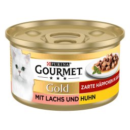 12x85g Gourmet Gold Tenros Pedaços salmão e frango