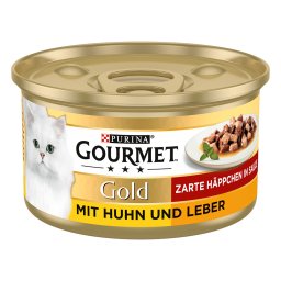 24x85g Gourmet Gold Tenros Pedaços frango e fígado
