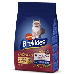 3kg aves e vegetais Brekkies Delicious ração para gatos