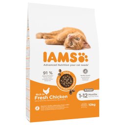 10kg IAMS for Vitality Kitten com frango