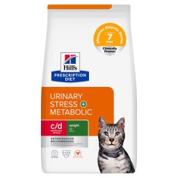 8kg Urinary Stress + Metabolic Hill's c/d Prescription Diet ração gatos
