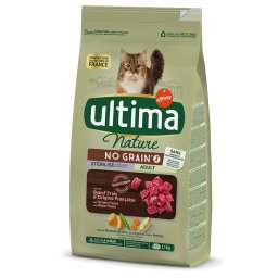 4x1,1kg Ultima Nature No Grain Esterilizados com carne de boi para gatos