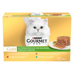 12x85g com verduras Terrine Gourmet Gold comida húmida para gatos