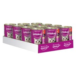24x400g vaca e fígado molho Whiskas 1+ latas comida húmida gatos
