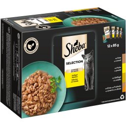 96x85g Seleção de aves em molho Sheba comida húmida gato