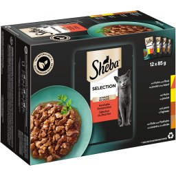 12x85g Seleção de carnes e aves em molho Sheba Variedades saquetas gatos