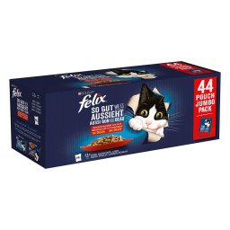 44x85g saquetas ffrango vaca pato cordeiro Felix comida para gato