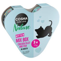 3x70g Cosma Nature Kitten Caixa-coração 3 variedades