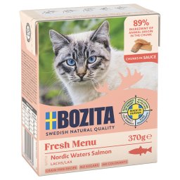 6x370g salmão molho pedaços Bozita comida húmida gatos