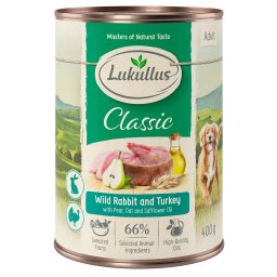 24x400g Coelho bravo e peru Lukullus comida húmida cães