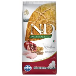 12kg Farmina N&D Ancestral Grain Puppy Medium & Maxi com frango e romã para cães