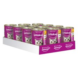 24x400g frango gelatina Whiskas 1+ latas comida húmida gatos