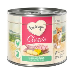 6x200g Coelho e frango Kitten Feringa latas gatos